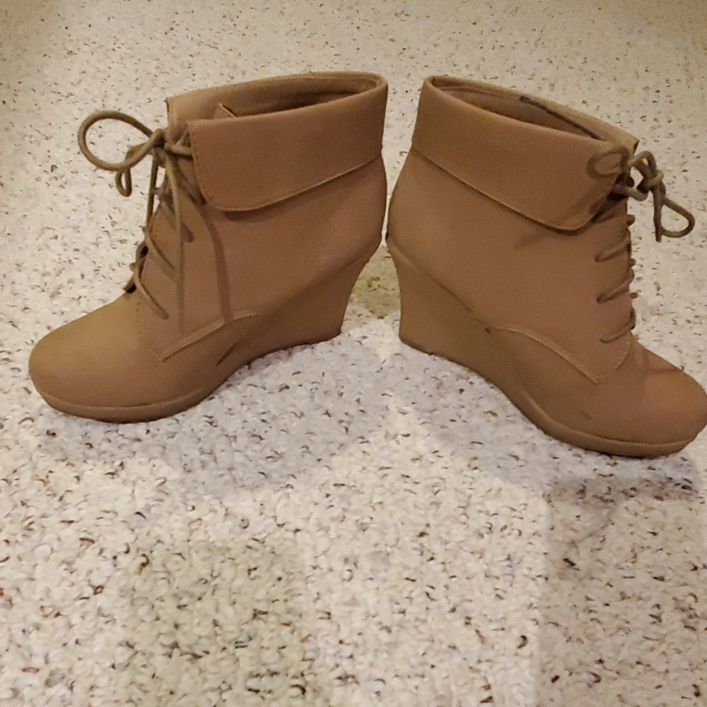 Tan Booties with a wedge